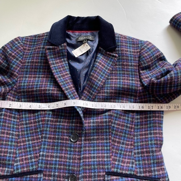 NWT! $150 Talbots Blue Plaid Blazer Jacket Coat Wool Blend, Sz 2 - Picture 11 of 13